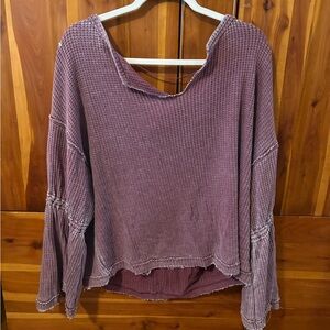 Free People Purple Waffle Knit Top